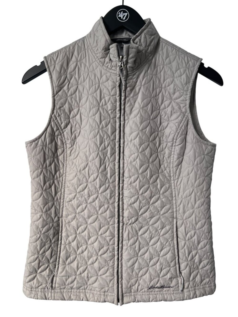 Eddie Bauer Vest Size XS Full Zip Quilted Gray Polyester Outdoor Warm Fall